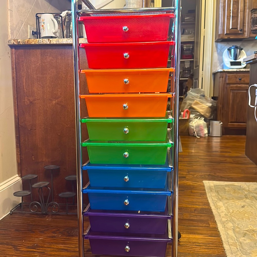 Rainbow color rolling storage cart 10 drawer included